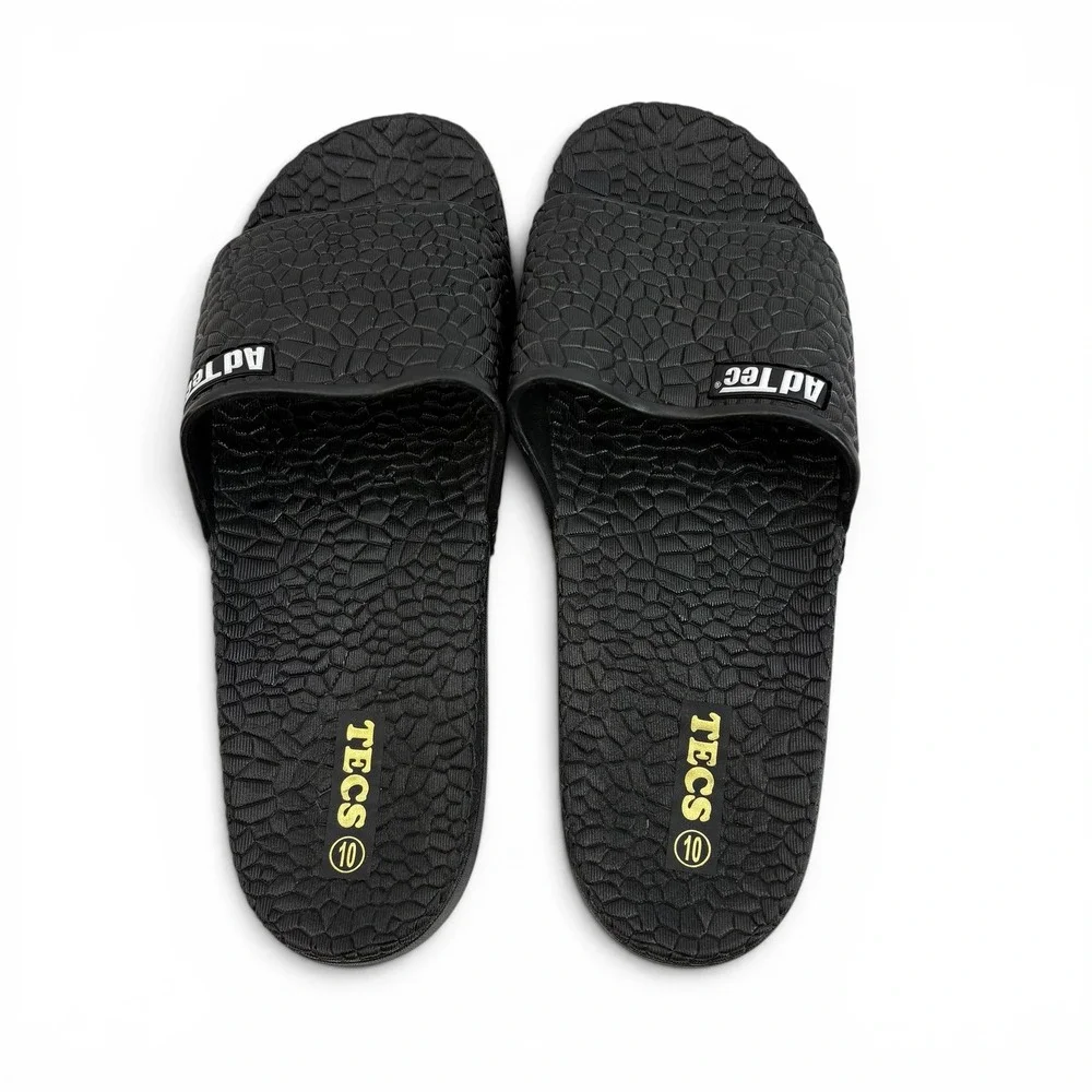 Ad Tec TECS Mens Black Textured Slide Sandals‎ Size 10 HM-065 Pool Beach Casual